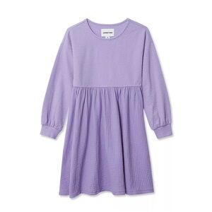 NWT Land’s End Long Sleeve Verbena Purple 100% Cotton Ribbed Texture Dress 8